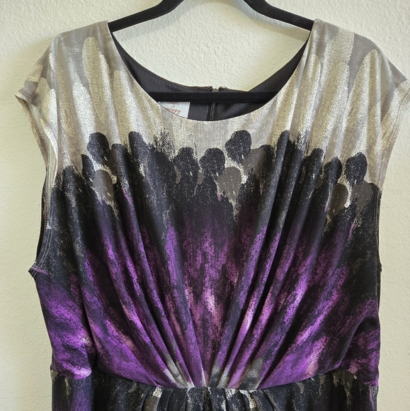 Suzi Chin for Maggy Boutique Purple Black Gray Dress - Picture 2 of 9